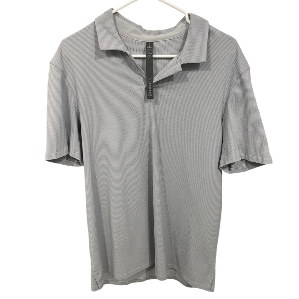Lululemon Mens Performance No Button Polo Shirt Blue Size Large Gray